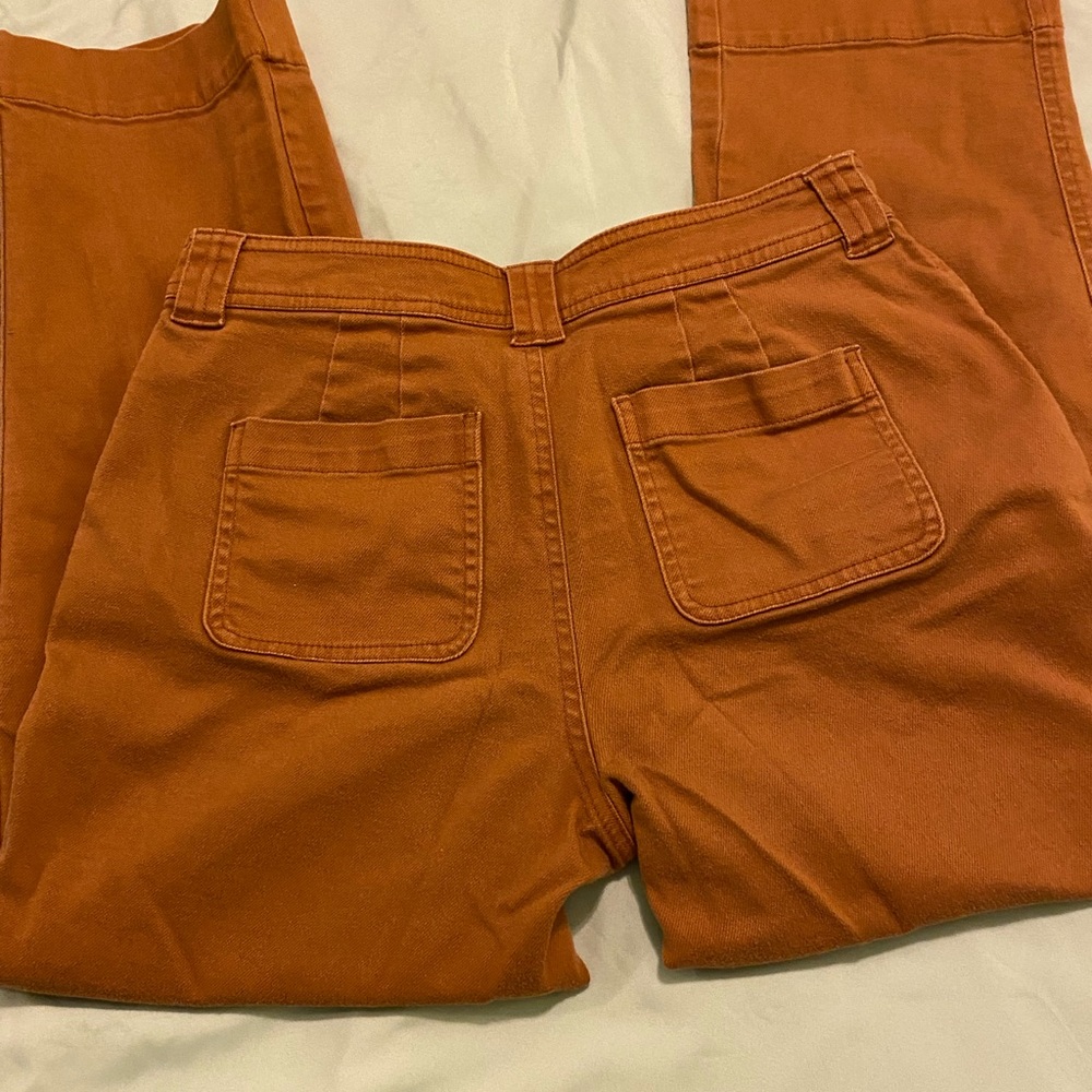 Brownish auburn color mom jeans
